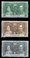 Изображение Ньясаленд 1937 г. Gb# 127-9 • Коронация Георга VI • MLH OG XF • полн. серия