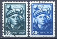 Изображение СССР 1948 г. Сол# 1306-7 • День ВМФ • Used(ФГ) XF • полн. серия