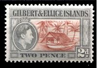 Bild von Гилберта и Эллис о-ва 1939-55 гг. Gb# 46 • 2d. • Георг VI основной выпуск • лодочный домик • MLH OG XF