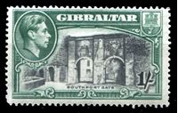 Изображение Гибралтар 1938-51 гг. Gb# 127 • 1sh. • Южные ворота крепости (перф. - 14) • MLH OG XF ( кат.- £45 )