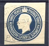 Изображение Гамбия 1937 г. • 1 1/2d. • Георг V (вырезка из ПК) • Used XF