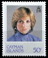 Изображение Каймановы о-ва 1982 г. Gb# 552w • 50 c. • 21-летие принцессы Дианы (переверн. в. з.!) • MNH OG XF ( кат.- £7,5 )