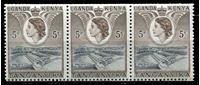 Image de Кения, Уганда и Танганьика 1954-9 гг. Gb# 167b • 5 c. • дамба Оуэн-Фолс (марка из роллов) • MNH OG XF • сцепка 3м. ( кат.- £6 )
