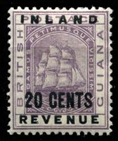 Изображение Британская Гвиана 1888-1889 гг. Gb# 182 • 20c. • надпечатка нов. номинала • MH OG VF ( кат.- £22 )