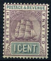 Изображение Британская Гвиана 1889 г. Gb# 193 • 1c. • Парусный фрегат • MH OG VF ( кат.- £7 )