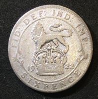 Image de Великобритания 1922 г. • KM# 815a.1 • 6 пенсов • (серебро) • Георг V • регулярный выпуск • F