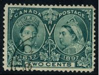 Изображение Канада 1897 г. SC# 52 • 2 c. • Королева Виктория • 60-летний юбилей правления • Used XF ( кат.- $15 )