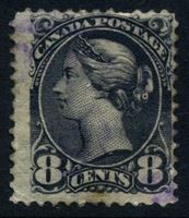 Изображение Канада 1893 г. Gb# 118 • 8 c. • королева Виктория (малый размер) темно-серая • Used VF ( кат.- £9 )