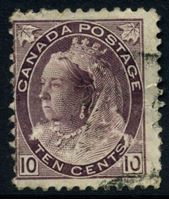 Изображение Канада 1898-1902 гг. Gb# 163 • 10 c. • королева Виктория (портрет вдовы) • Used VF- ( кат.- £15 )