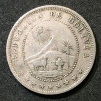 Изображение Боливия 1893 г. • KM# 173.1 • 5 сентаво • регулярный выпуск • XF- ( кат.- $20,00 )