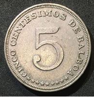 Изображение Панама 1962 г. • KM# 23.2 • 5 сентимо • герб страны • регулярный выпуск • MS