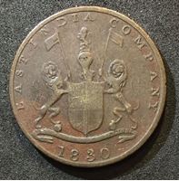 Picture of Британская Индия • Бомбейское президентство 1830 г. • KM# 231.1 • 1/4 анны • герб компании • регулярный выпуск • VF