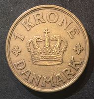 Bild von Дания 1939 г. • KM# 824.4 • 1 крона • королевская монограмма • регулярный выпуск • XF+ ( кат.- $35,00 )