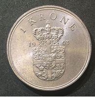 Picture of Дания 1963 г. • KM# 851.1 • 1 крона • король Фредерик IX • регулярный выпуск • MS BU ( кат.- $15,00 )
