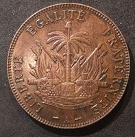 Bild von Гаити 1894 г. A (Париж) • KM# 49 • 2 сантима • герб Гаити • регулярный выпуск • MS ( кат.- $60,00 )