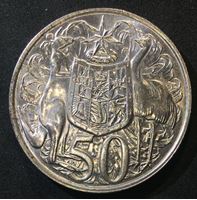Image de Австралия 1966 г. KM# 67 • 50 центов • Елизавета II • кенгуру, страус и герб • регулярный выпуск • MS BU люкс!