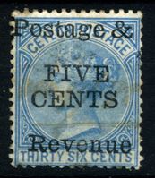 Изображение Цейлон 1885 г. Gb# 156 • 5 на 36 c. • Королева Виктория • стандарт • Used VF ( кат.- £15 )