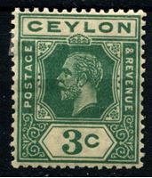 Изображение Цейлон 1921-1932 гг. Gb# 339 • 3 c. • Георг V • стандарт • MH OG VF ( кат.- £5 )