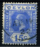 Изображение Цейлон 1921-1932 гг. Gb# 348 • 15 c. • Георг V • стандарт • Used XF ( кат.- £17 )