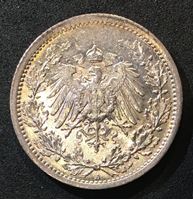 Bild von Германия 1915 г. А (Берлин) • KM# 17 • 1/2 марки • (серебро) • регулярный выпуск • MS BU люкс!