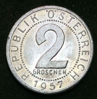 Image de Австрия 1957 г. KM# 2876 • 2 гроша • регулярный выпуск • MS BU люкс! ( кат.- $3,00 )