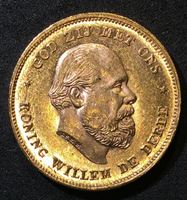 Bild von Нидерланды 1875 г. • KM# 105 • 10 гульденов • золото • год - тип • король Виллем III • герб • регулярный выпуск • MS BU