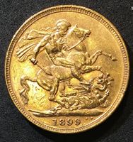 Image de Австралия 1899 г. M (Мельбурн) • KM# 13 • соверен • королева Виктория • св. Георгий • регулярный выпуск • MS BU