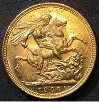 Picture of Австралия 1900 г. M (Мельбурн) • KM# 13 • соверен • королева Виктория • св. Георгий • регулярный выпуск • MS BU