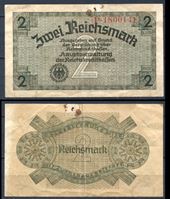 Изображение Германия 3-й рейх 1940-45 гг. P# R137b • 2 рейхсмарки • для "Восточных земель" • оккупационный выпуск • F+