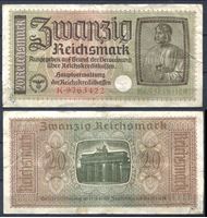 Bild von Германия 3-й рейх 1940-45 гг. P# R140 • 20 рейхсмарок • для "Восточных земель" • оккупационный выпуск • F