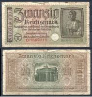 Изображение Германия 3-й рейх 1940-45 гг. P# R140 • 20 рейхсмарок • для "Восточных земель" • оккупационный выпуск • F-