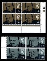 Изображение Великобритания 1965 г. Gb# 661-2 • 4 d. и 1s.3d. • Уинстон Черчилль • MNH OG XF • полн. серия • кв. блоки