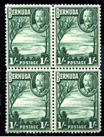 Изображение Бермуды 1936-1947 гг. Gb# 105 • 1 sh. • Георг V основной выпуск • "Виноградный" залив • MH/NH OG XF • кв.блок ( кат.- £60 )