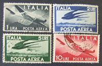 Изображение Италия 1945 г. Mi# 706-707, 709-710 • Авиапочта. Самолеты • Used XF