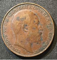 Изображение Великобритания 1908 г. • KM# 793.2 • полпенни • Эдуард VII • регулярный выпуск • VF+