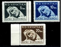 Изображение Хорватия 1944 г. SC# RT4-6 • 5,10 и 20 k. • раненый солдат • фискальный выпуск • MNH OG XF