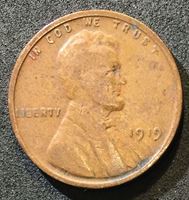 Image de США 1919 г. • KM# 132 • 1 цент • Авраам Линкольн • регулярный выпуск • VG+
