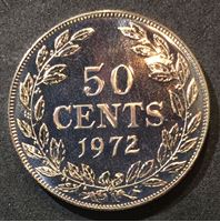 Image de Либерия 1972 г. • KM# 17a.2 • 50 центов • девушка • регулярный выпуск • MS BU люкс! • пруф