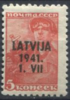 Изображение СССР • Немецкая оккупация • Латвия 1941 г. Сол# 1 • 5 коп. • надпечатка "Latvija 1941 1.VII" • для оккупированных территорий • MNH OG VF