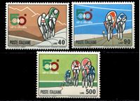 Изображение Италия 1967 г. SC# 958-60 • 40,90 и 500 l. • 50-я велогонка Джиро д'Италия • MNH OG XF • полн. серия