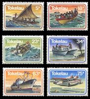 Изображение Токелау о-ва 1983 г. SC# 91-6 • 5 - 75 s. • Развитие местного сообщения • корабли и самолеты • MNH OG XF • полн. серия