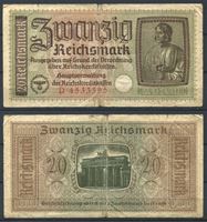 Image de Германия 3-й рейх 1940-45 гг. P# R140 • 20 рейхсмарок • для "Восточных земель" • оккупационный выпуск • F-