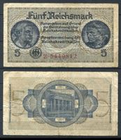 Image de Германия 3-й рейх 1940-45 гг. P# R138a • 5 рейхсмарок • для "Восточных земель" • оккупационный выпуск • серия № - 7 цифр • F-VF ( кат. - $15 )