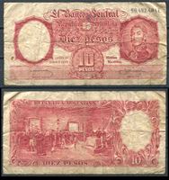 Изображение Аргентина 1953-57 гг. P# 270 • 10 песо • регулярный выпуск • VG+
