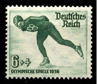 Image de Германия 3-й рейх 1935 г. Mi# 600 • 6 + 4 pf. • Зимняя Олимпиада 1936 года, Гармиш-Партенкирхен • конькобежец • благотворительный выпуск • MNH OG XF ( кат.- €6 )