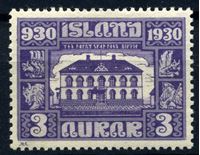 Изображение Исландия 1930 г. SC# 152 • 3 a. • 1000-летие исландского парламента • здание "Альтинга" • MH OG VF ( кат.- $4 )