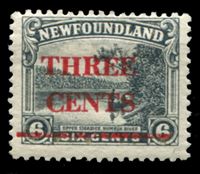 Изображение Ньюфаундленд 1929 г. Gb# 188 • 3 на 6 c. • надпечатка нов. номинала • MLH OG XF