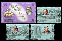 Изображение Новые Гебриды Британские 1974 г. SC# 189-92 • 35 c.(3) и 1.15 fr. • 200-летие открытия Гебридских островов • MNH OG XF • полн. серия
