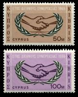 Изображение Кипр 1965 г. Gb# 265-6 • 50 и 100 m. • Международный год кооперации • MLH OG XF • полн. серия ( кат.- £2 )