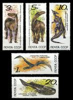 Изображение СССР 1990 г. Сол# 6239-43 • Доисторические животные • MNH OG XF • полн. серия
